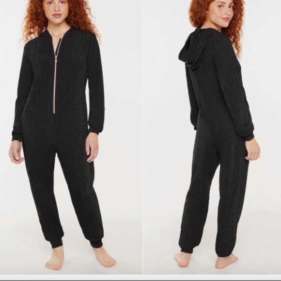 Savage x Fenty Sleep & Shine Hooded Jumpsuit in Black Size: Medium - Picture 1 of 10
